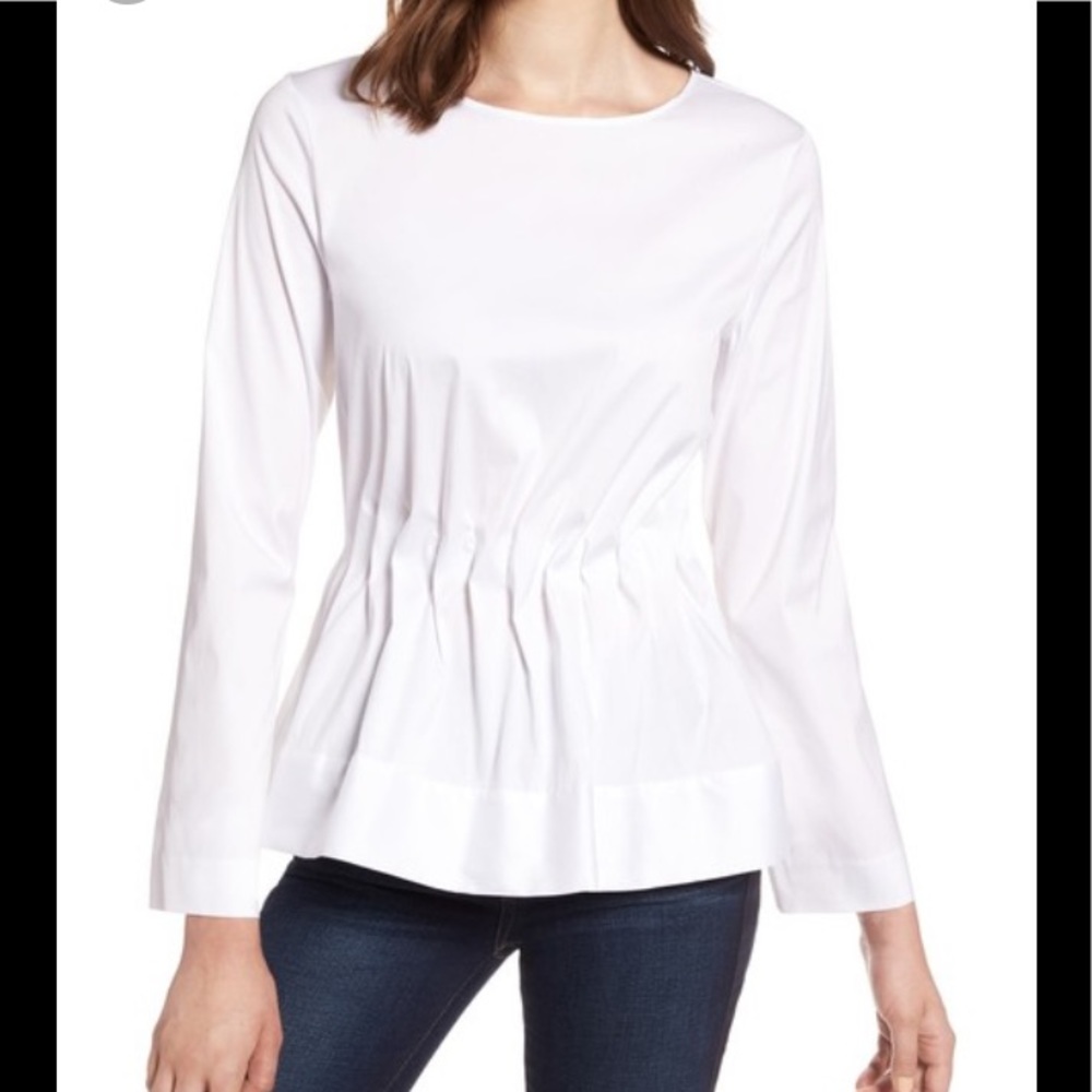 Halogen Tucked Waist White Top size Small